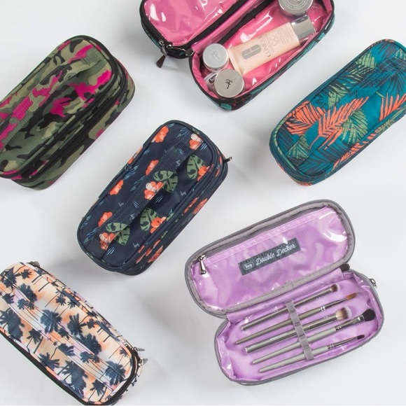 lug Handbags - Lug Stacked & Lined Cosmetic Case Bag Double Decker - Tropical Gray - NWT